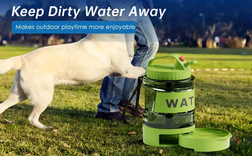 Large Dog Travel Water Bottle — 74oz Leakproof Built-In Bowl for Hiking & Camping