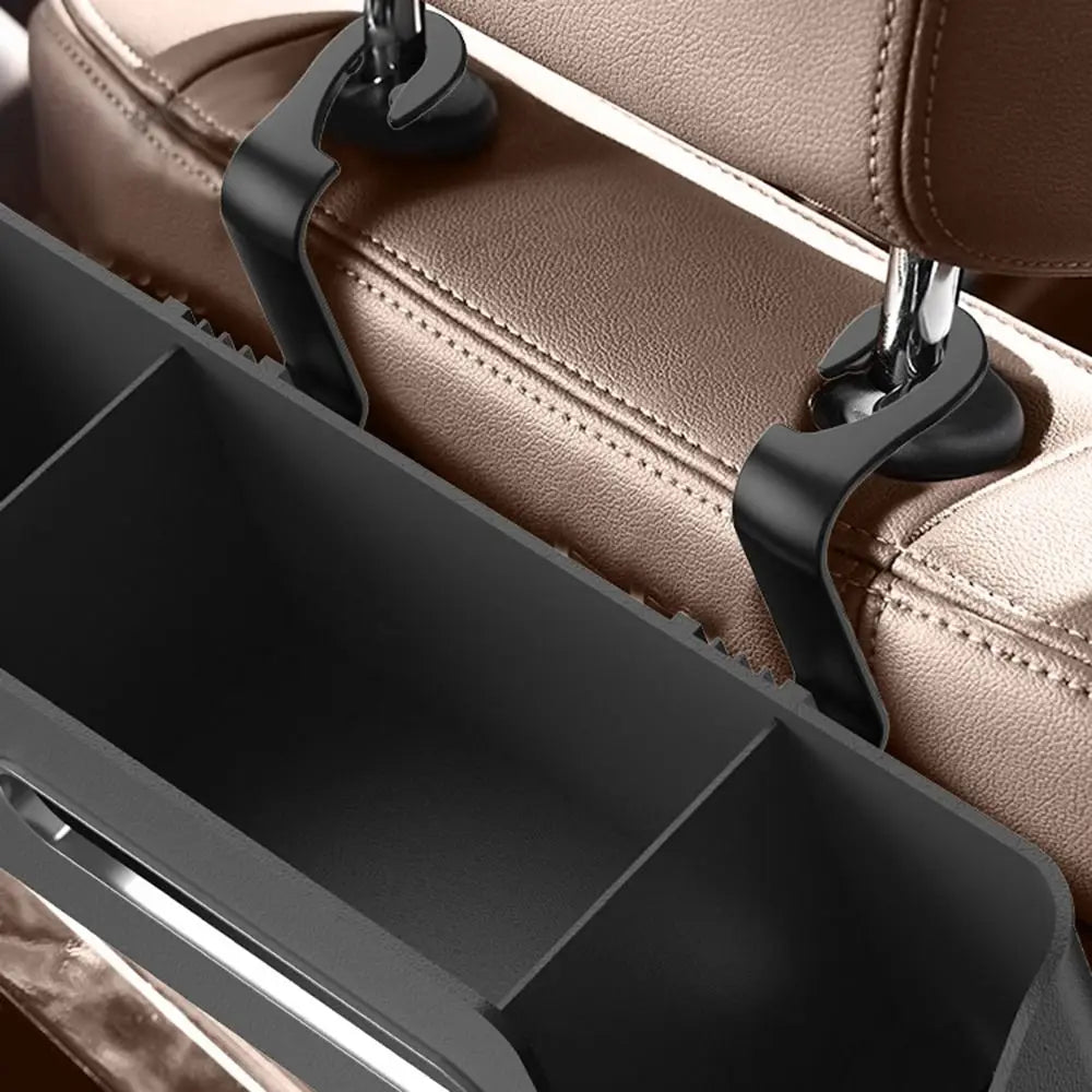 Car Headrest Organizer with Cup Holder & Phone Stand — Multi-Pocket Hanging Bag