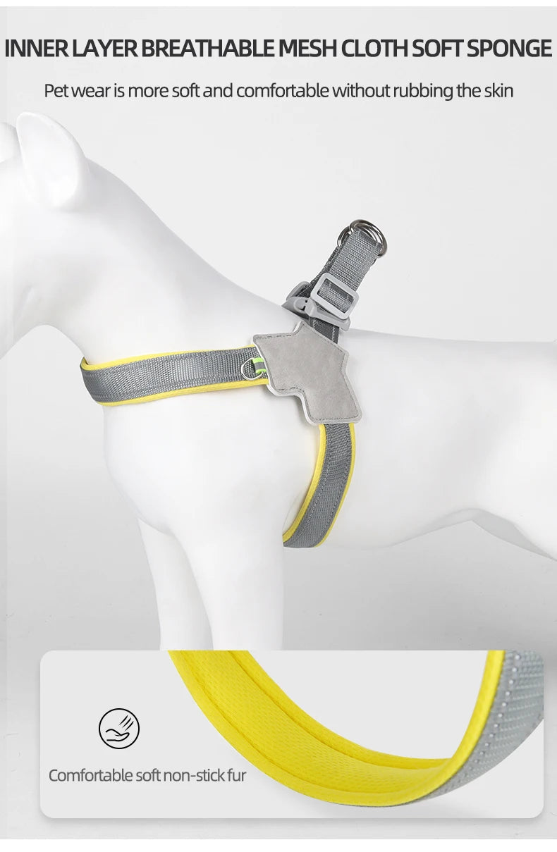 Reflective No-Pull Dog Car Harness Vest — Adjustable Safety Harness, XS to XL