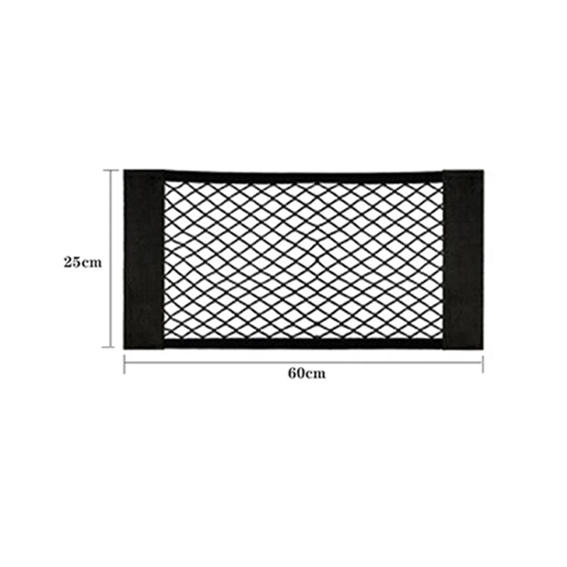 Car Seat Back Mesh Organizer — Elastic Net Pocket, Universal Sticker Mount