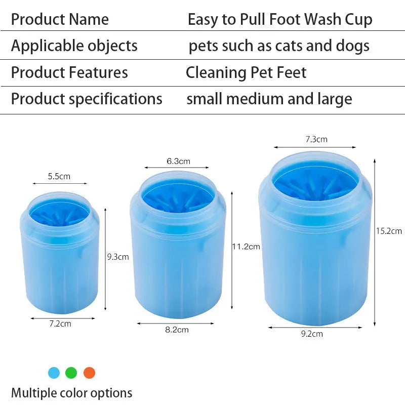 Portable Dog Paw Cleaner Cup — Soft Silicone Foot Washing Brush, 9 Sizes