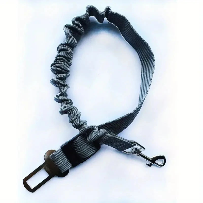 Reflective Dog Car Seat Belt with Bungee — Adjustable Heavy-Duty Nylon Harness