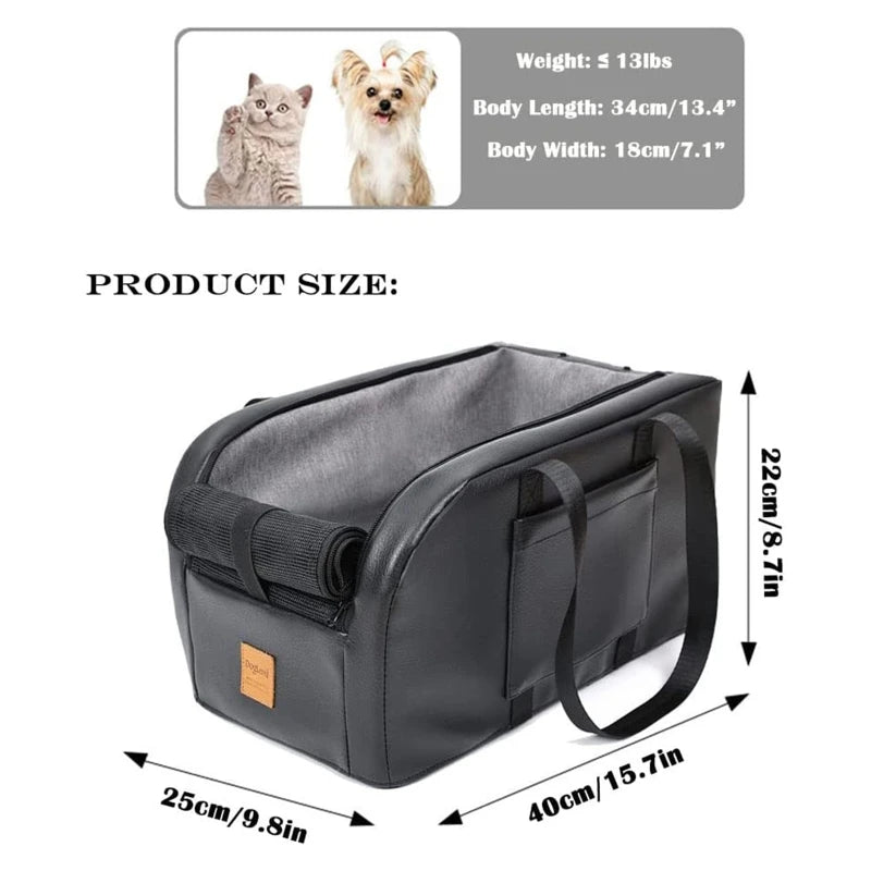 Small Dog Car Console Booster Seat — Removable Cushion, Breathable Mesh