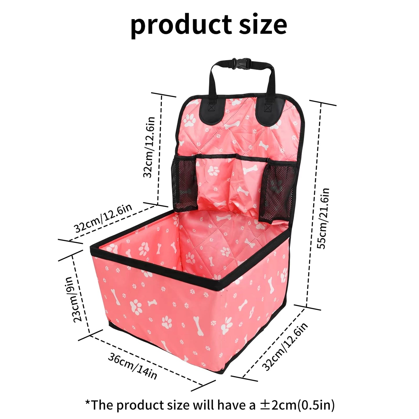 Dog Car Booster Seat with Storage Pockets — Scratch-Proof, Small & Medium Dogs
