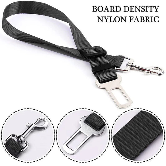 Reflective Dog Car Seat Belt with Elastic Traction Rope — Adjustable Safety Clip