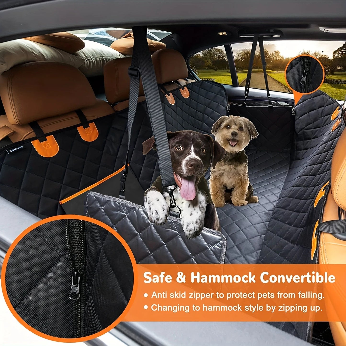 Heavy-Duty Dog Car Hammock Seat Cover — 600D Scratch-Proof Waterproof Back Seat