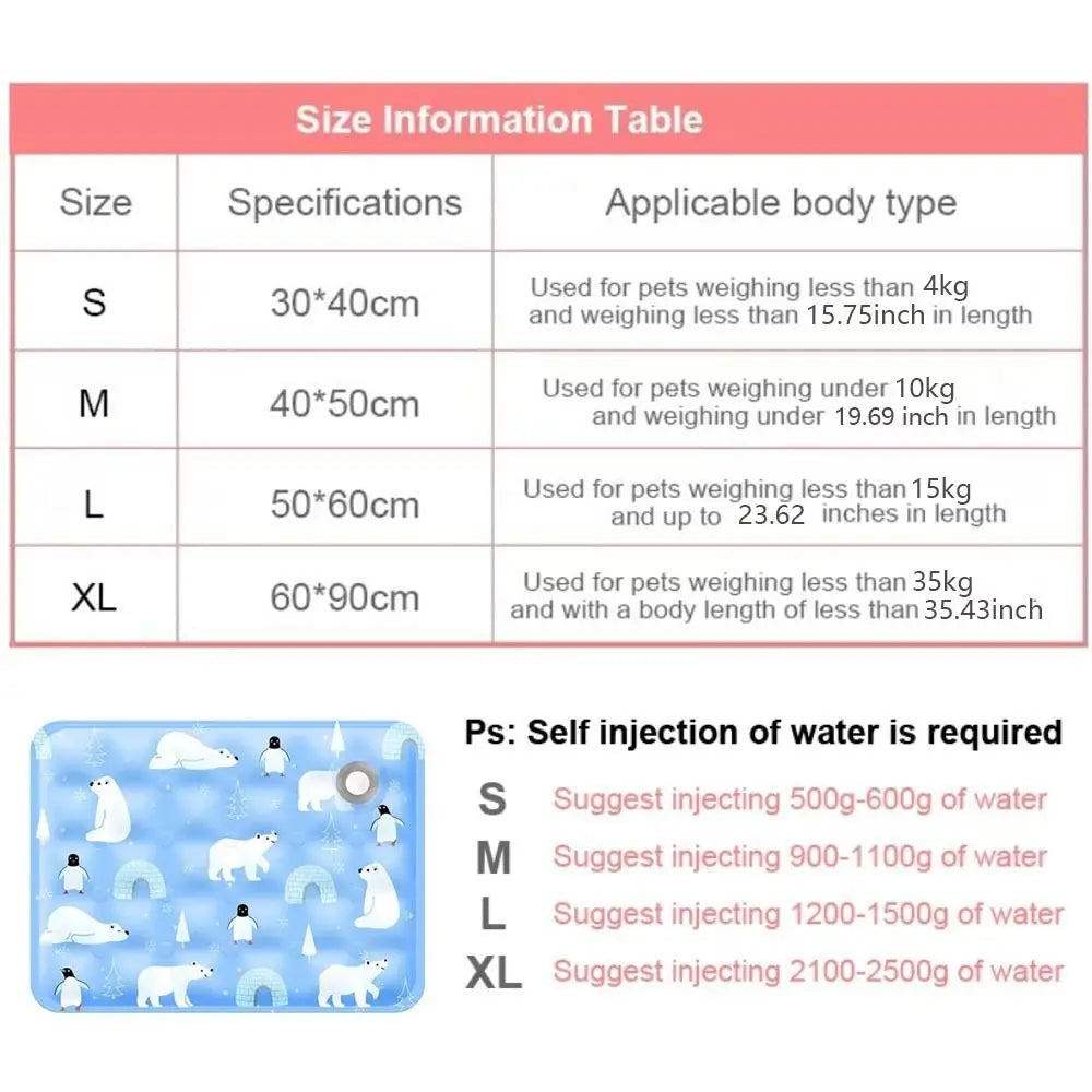 Self-Cooling Pet Mat with Water Gel — Ice Pad for Dogs & Cats, S to XL