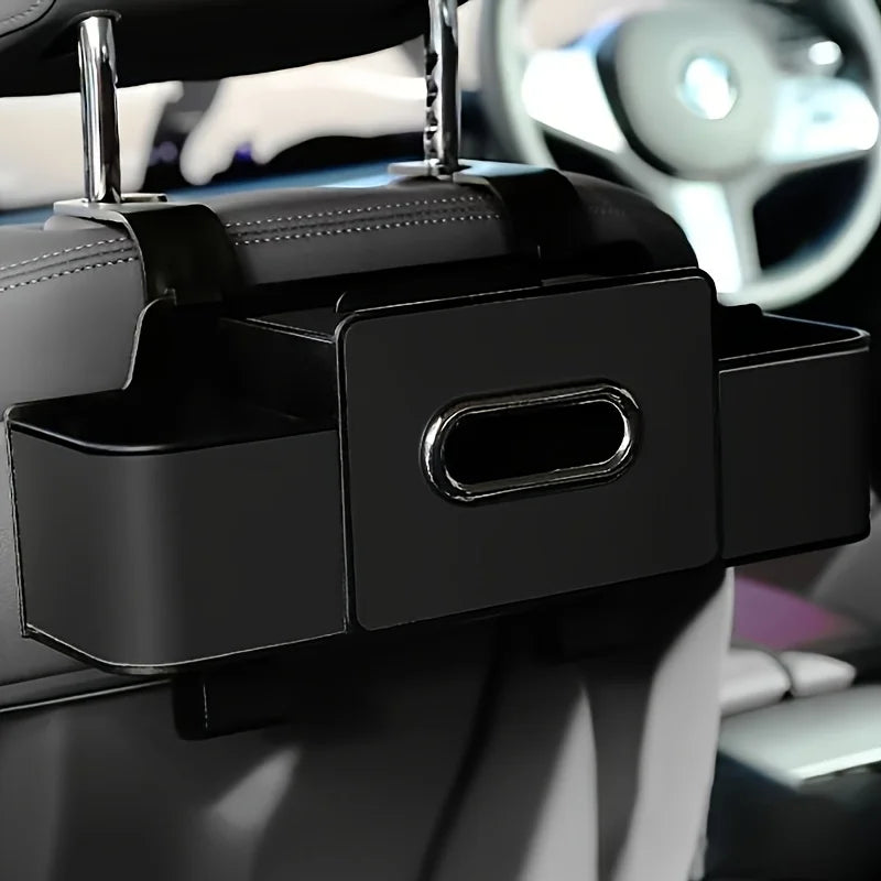 Car Seat Organizer with Cup Holder & ABS Tissue Box — Durable, All Cars