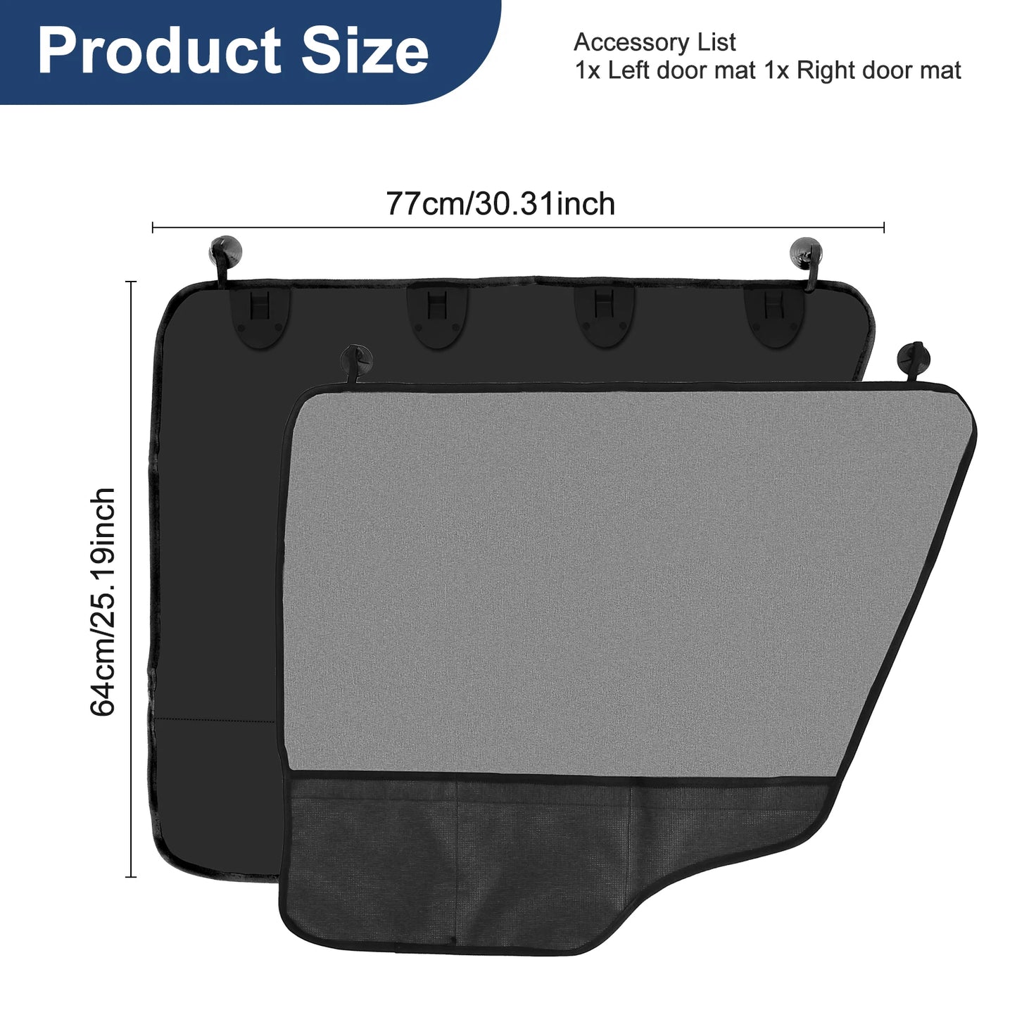 Dog Car Door Protector 2-Pack — 600D Oxford Washable with Pocket