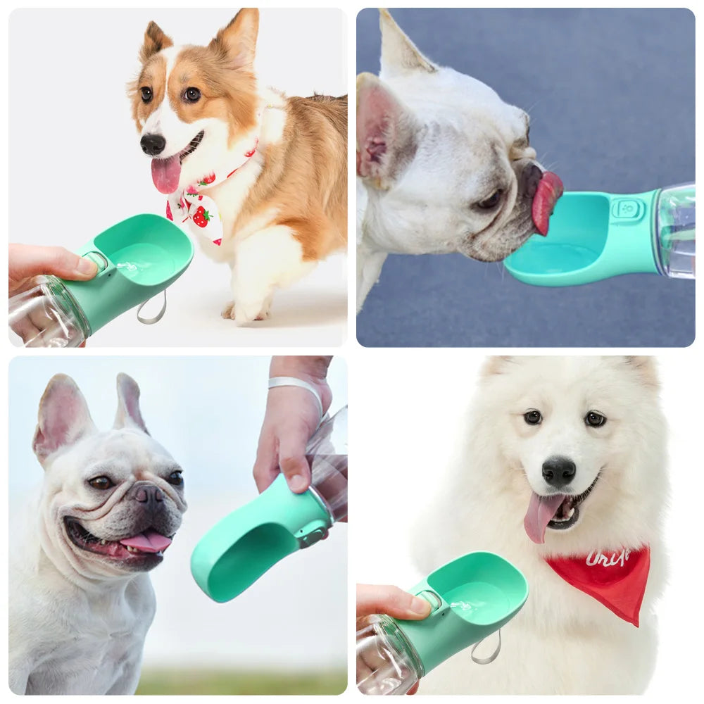 Portable Dog Water Bottle with Flip Bowl — Leakproof, 18 Colors Available