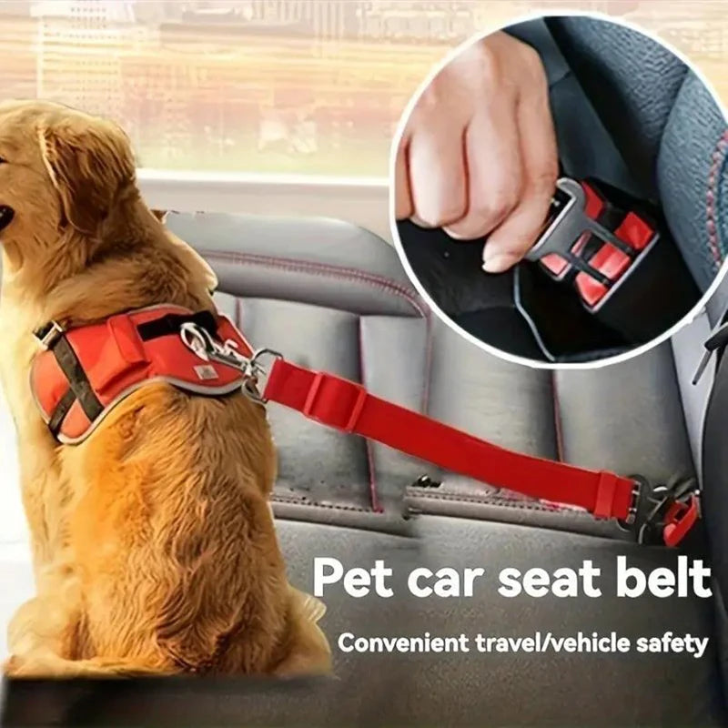 Premium Dog & Cat Car Safety Belt — Reflective Adjustable Traction Collar
