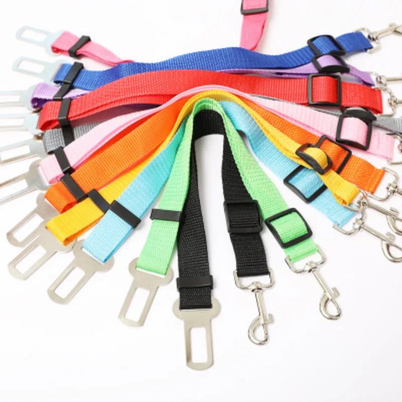 Universal Dog & Cat Car Safety Buckle Clip — Adjustable Nylon, 9 Sizes