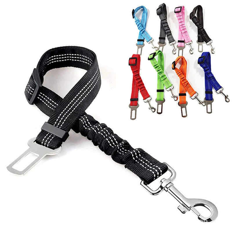 Premium Dog & Cat Car Safety Belt — Reflective Adjustable Traction Collar