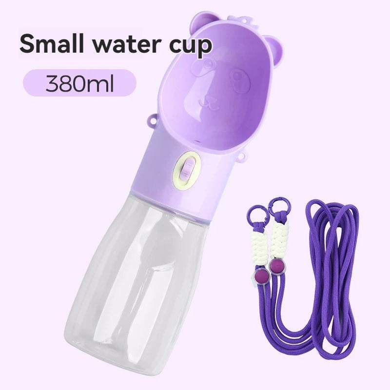 Leakproof Dog Travel Water Bottle with Built-In Bowl — Multiple Sizes