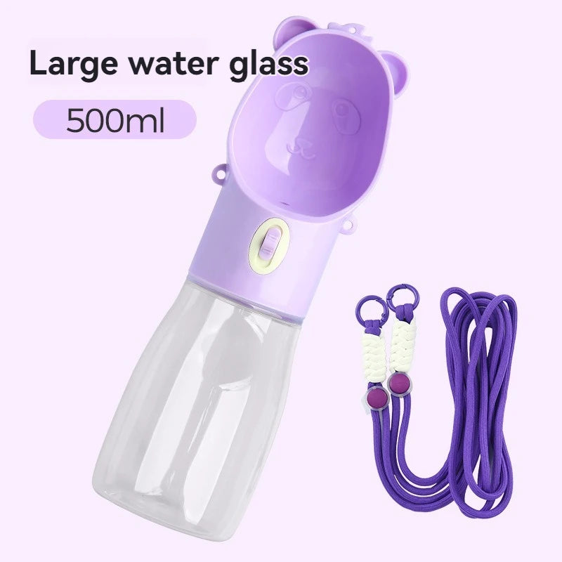 Leakproof Dog Travel Water Bottle with Built-In Bowl — Multiple Sizes