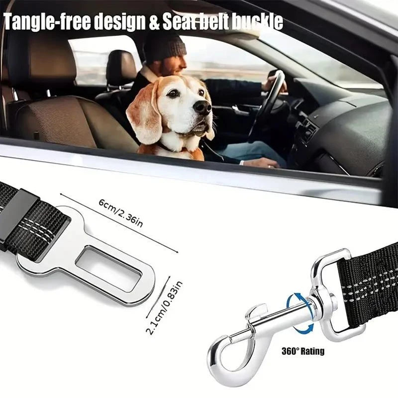 Premium Dog & Cat Car Safety Belt — Reflective Adjustable Traction Collar