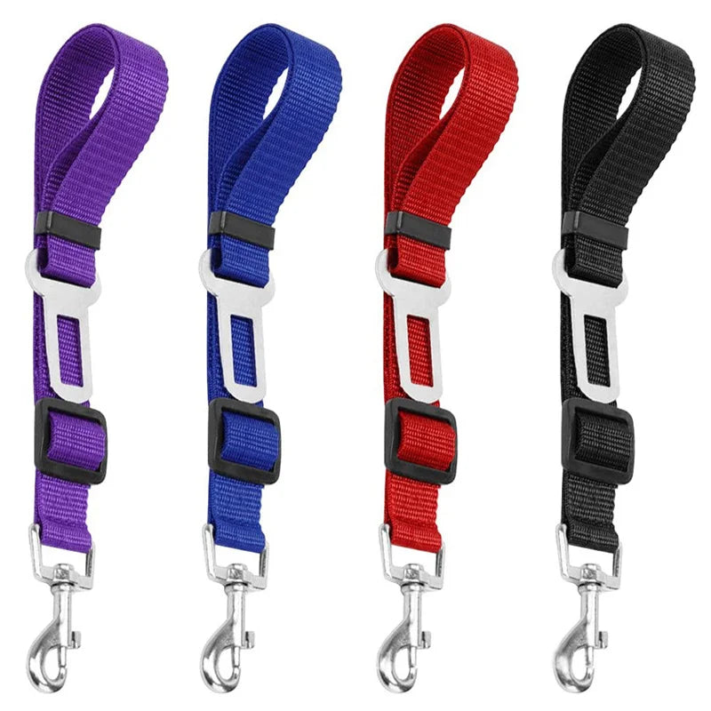 Reflective Dog Car Seat Belt with Elastic Traction Rope — Adjustable Safety Clip