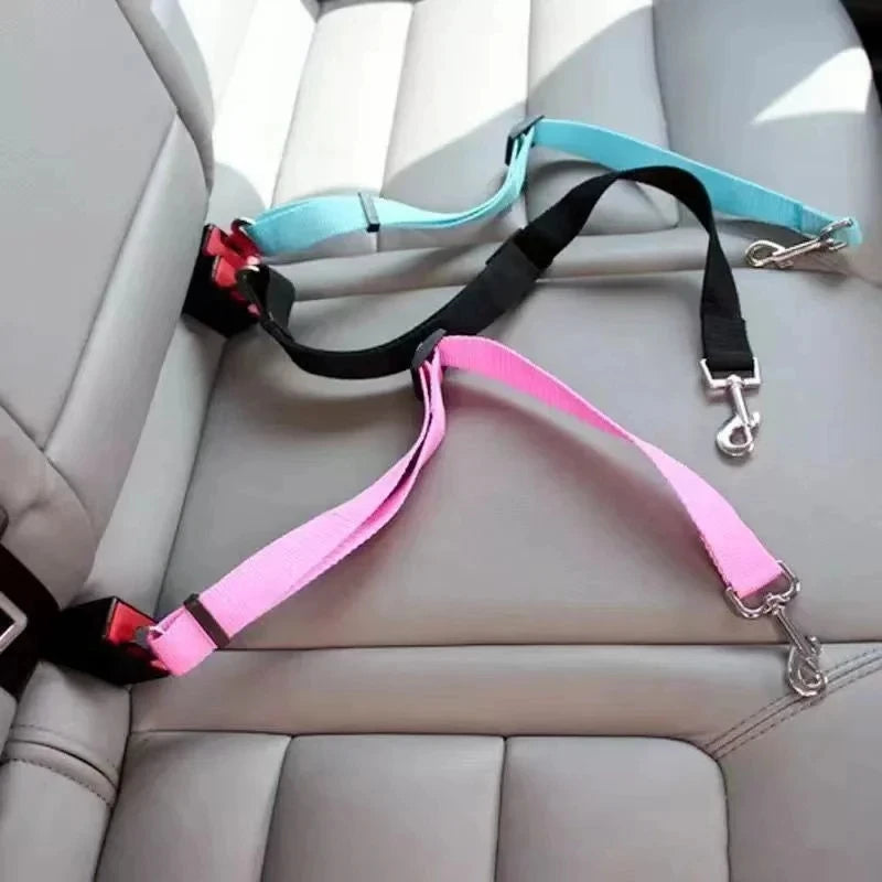 Retractable Dog Car Seat Belt — Adjustable Safety Harness Leash for Car Travel