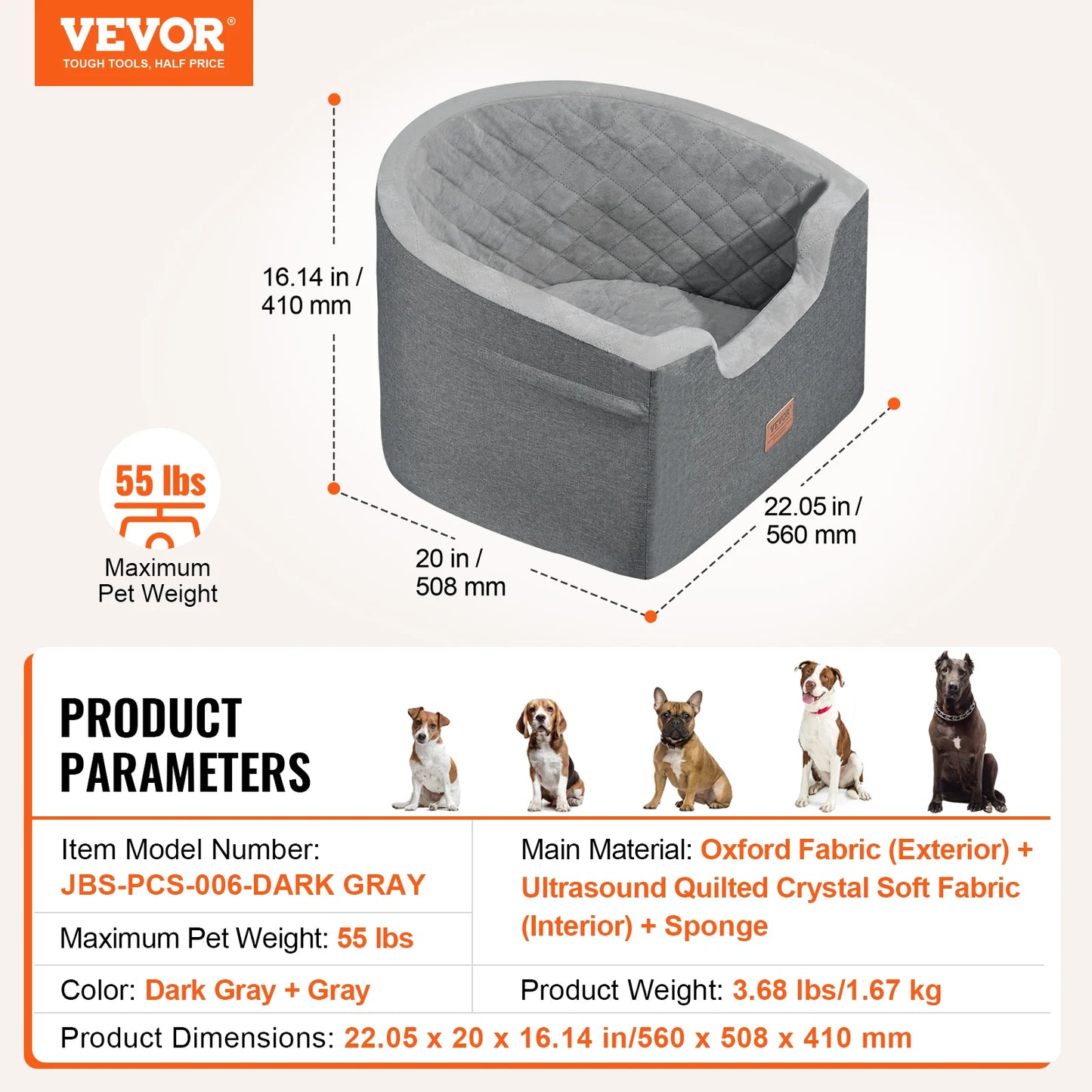 Waterproof Dog Booster Seat with Safety Leash — Medium & Large Dogs