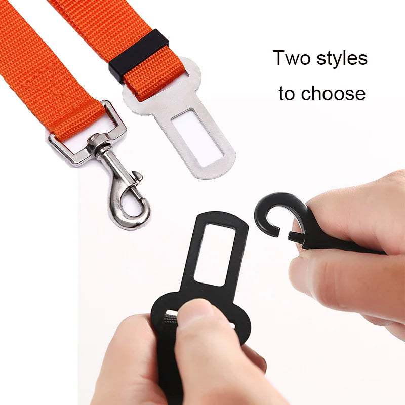 Reflective Dog Car Seat Belt with Elastic Traction Rope — Adjustable Safety Clip
