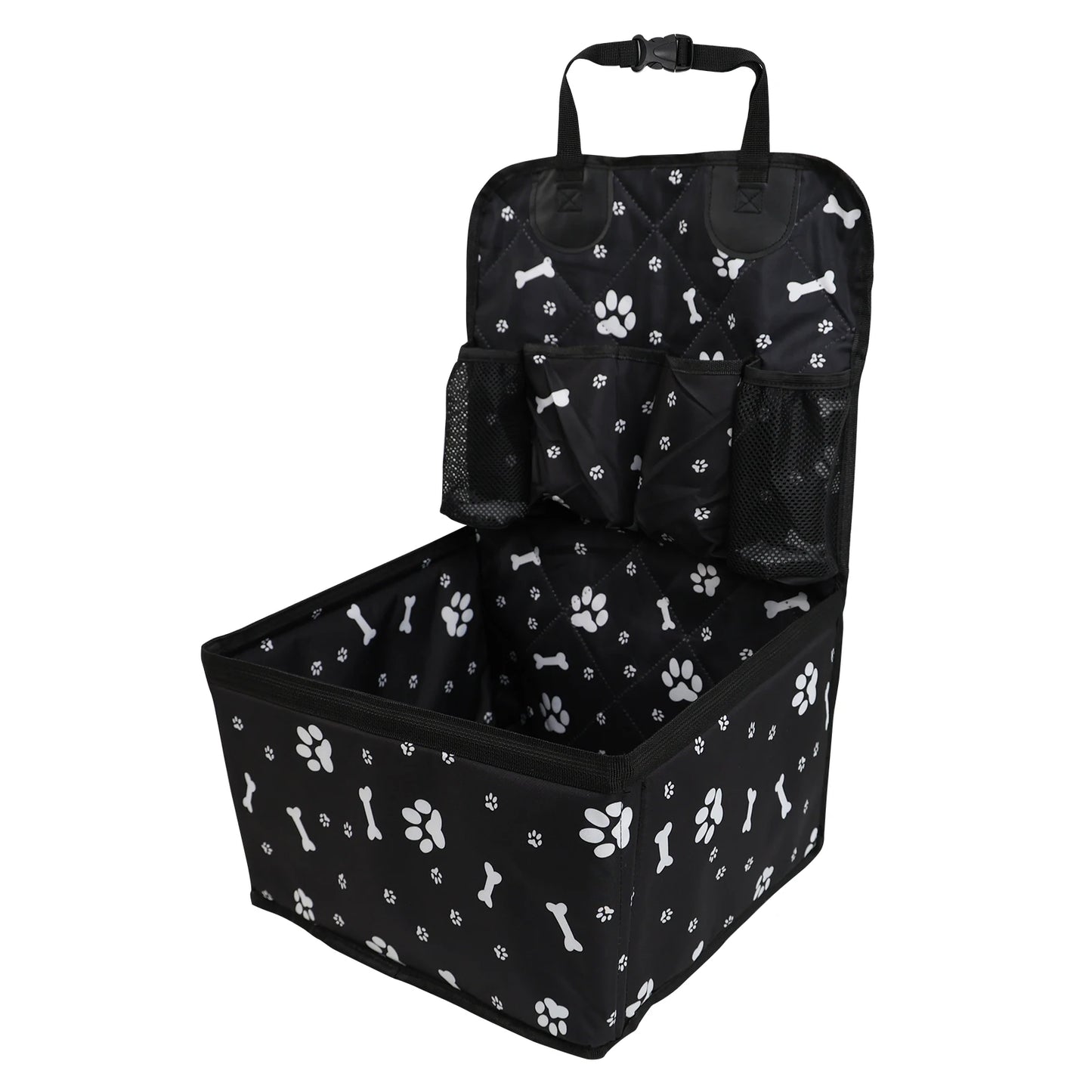 Portable Dog Car Booster Seat Carrier — Front Seat Travel Basket with Storage