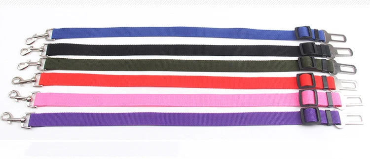 Reflective Dog Car Seat Belt with Elastic Traction Rope — Adjustable Safety Clip