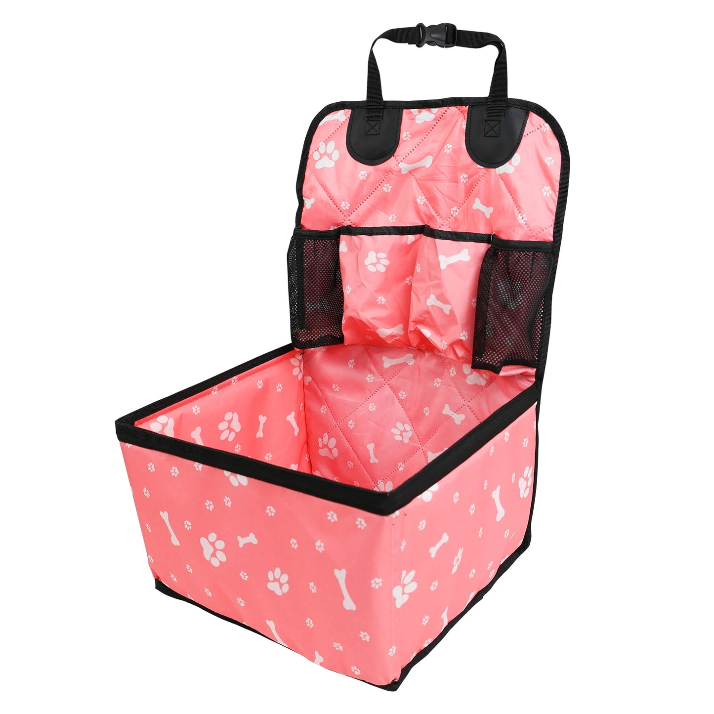 Portable Dog Car Booster Seat Carrier — Front Seat Travel Basket with Storage