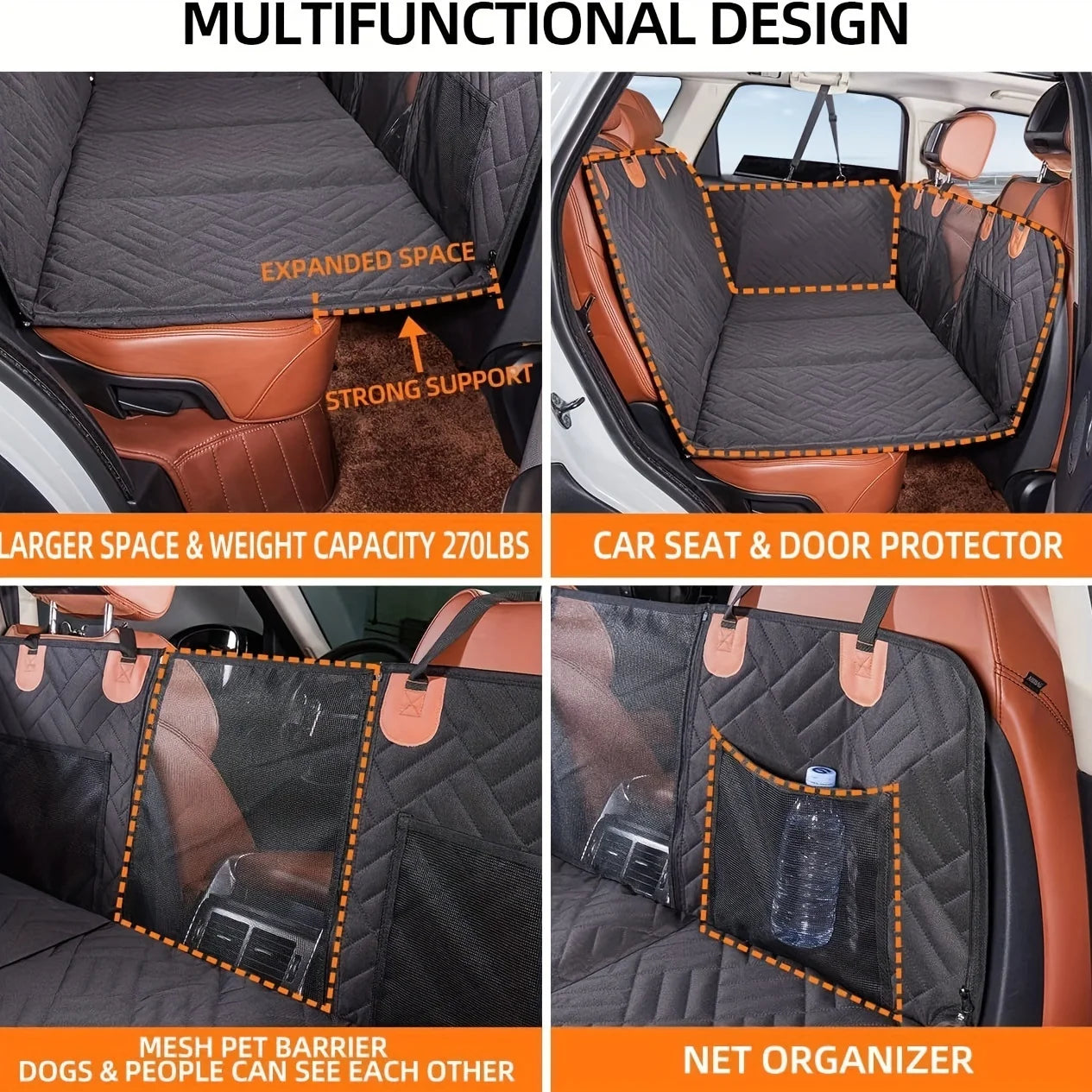 Durable Dog Car Hammock Seat Cover — Waterproof Scratch-Proof Easy Install