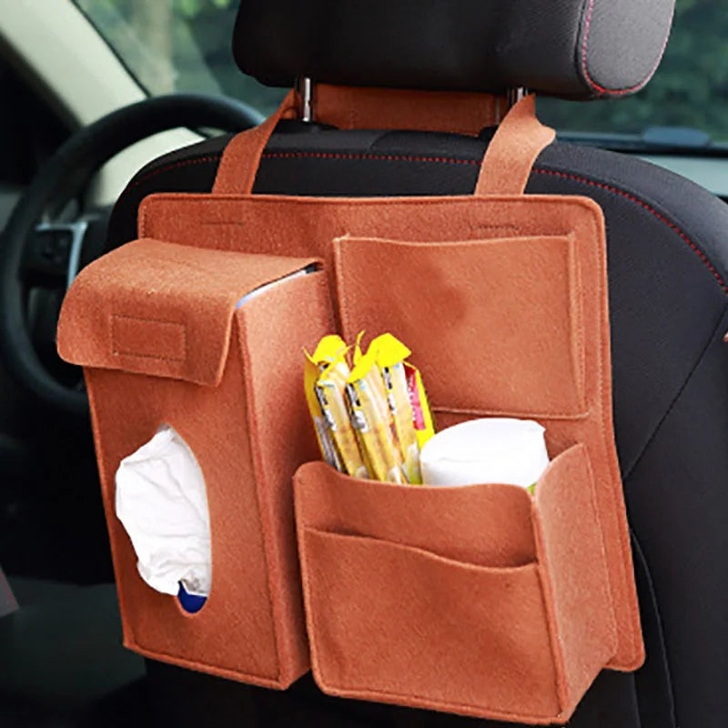 Car Backseat Storage Organizer — Tissue Holder, Phone Pocket & Trash Can