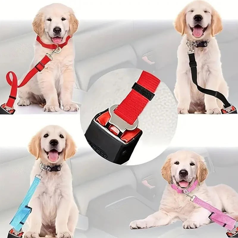 Premium Dog & Cat Car Safety Belt — Reflective Adjustable Traction Collar