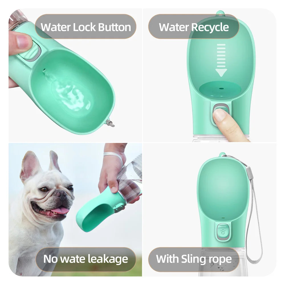 Portable Dog Water Bottle with Flip Bowl — Leakproof, 18 Colors Available