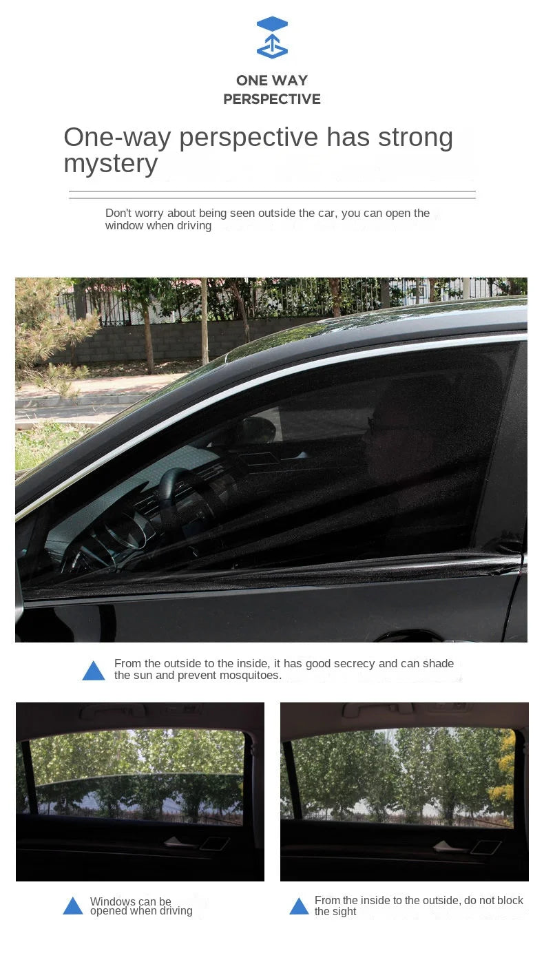 Car Rear Window Sunshade 2-Pack — UV Mesh Privacy Curtain, 6 Colors