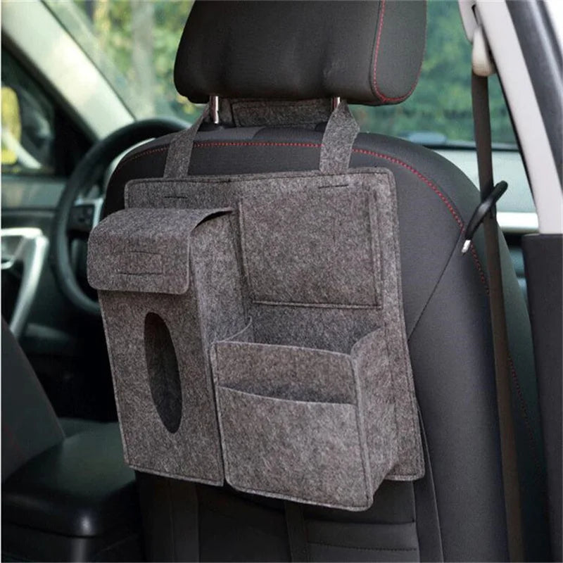Car Backseat Storage Organizer — Tissue Holder, Phone Pocket & Trash Can