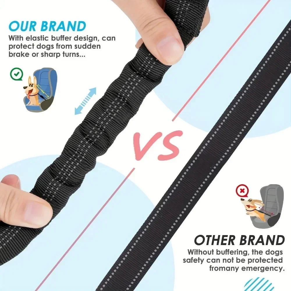 Dual Dog Car Safety Belt with Shock Absorber — For Two Dogs