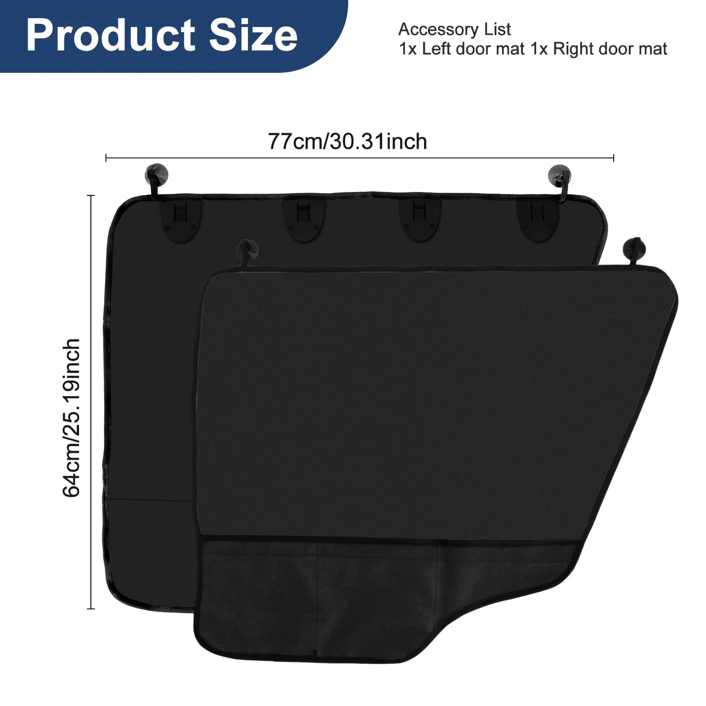 Dog Car Door Protector 2-Pack — 600D Oxford Washable with Pocket