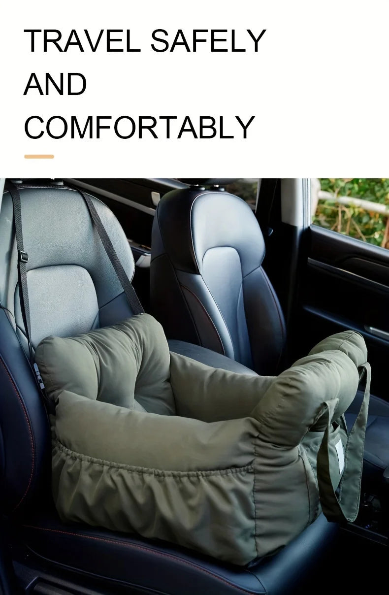 Dog Car Seat with Safety Belt — Non-Slip Washable Travel Carrier, All Sizes