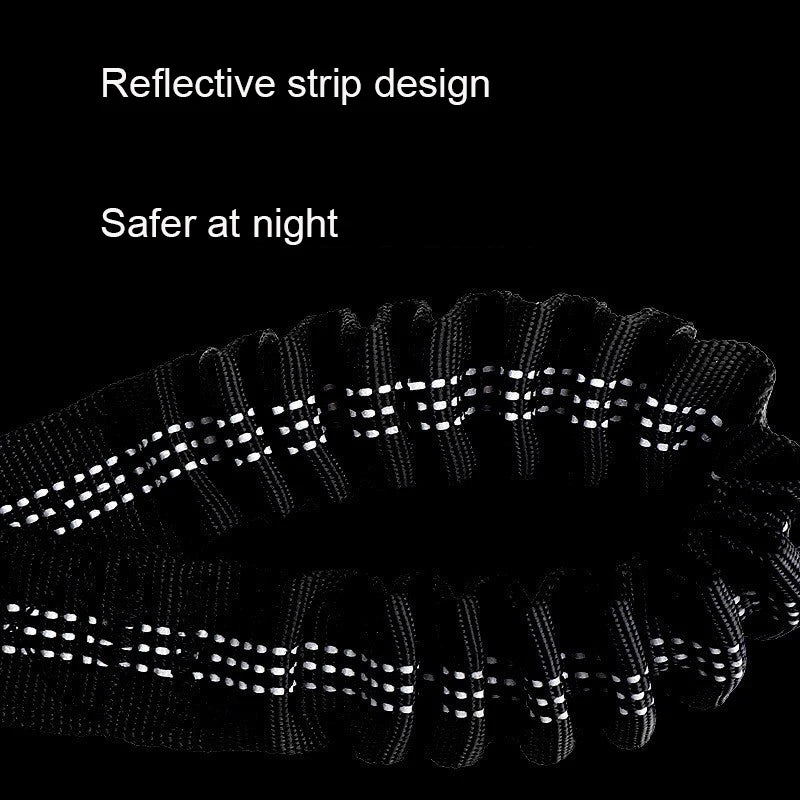 Reflective Dog Car Seat Belt with Elastic Traction Rope — Adjustable Safety Clip