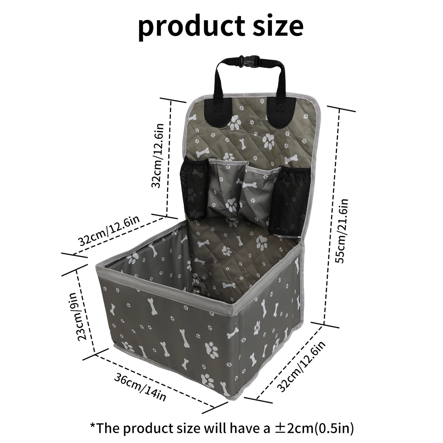 Portable Dog Car Booster Seat Carrier — Front Seat Travel Basket with Storage