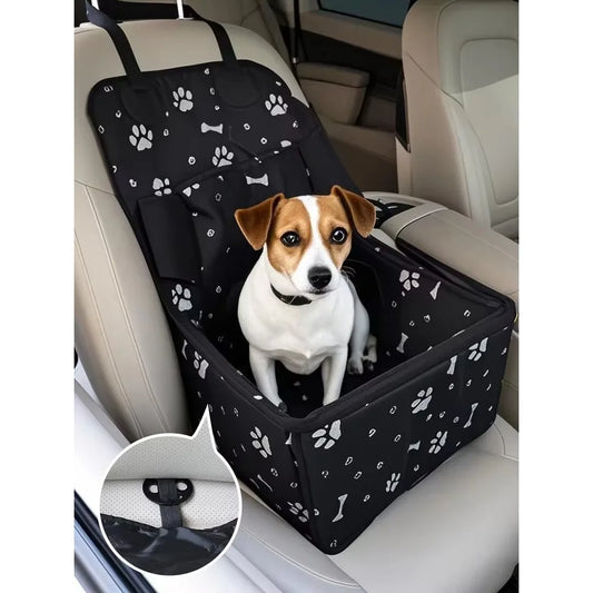 Dog Car Booster Seat with Storage Pockets — Scratch-Proof, Small & Medium Dogs