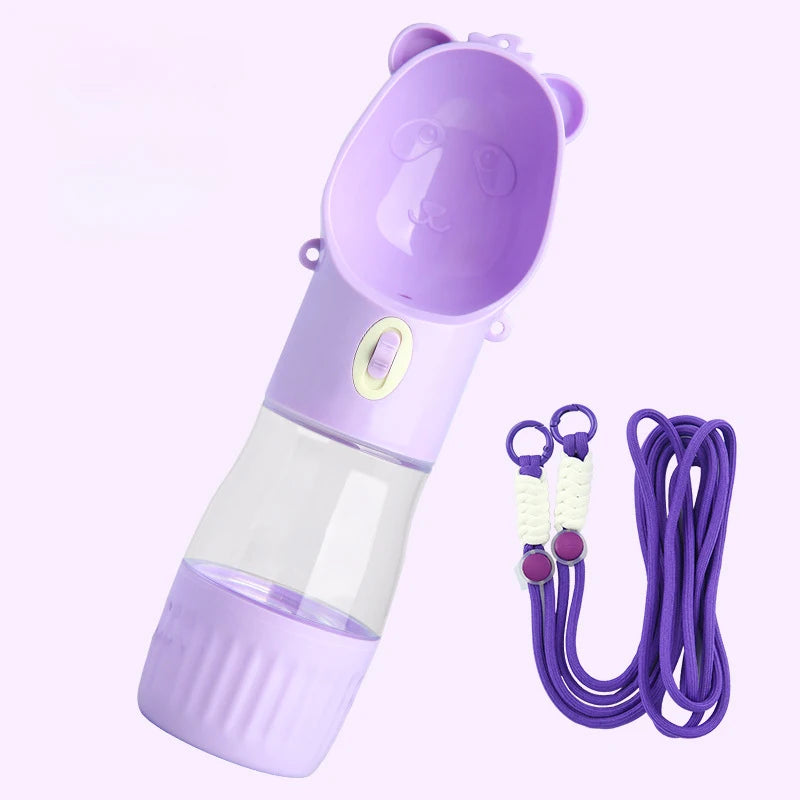 Leakproof Dog Travel Water Bottle with Built-In Bowl — Multiple Sizes