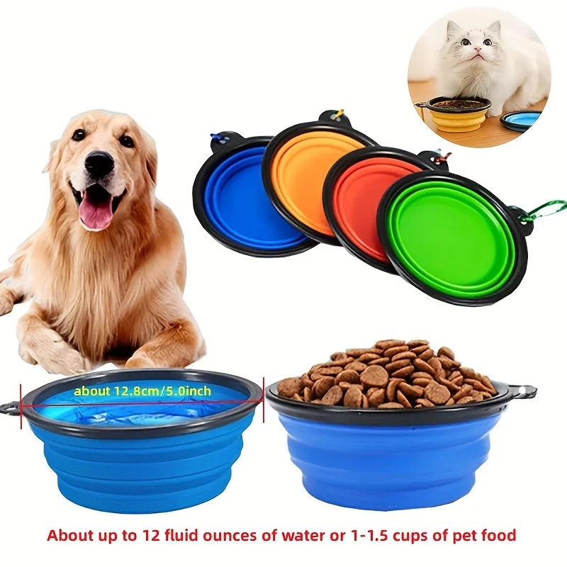 Portable Collapsible Dog Travel Bowl — TPR Silicone Food & Water Feeder, 9 Sizes