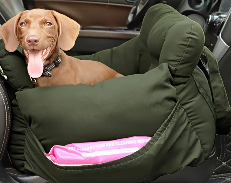 Dog Car Seat with Safety Belt — Non-Slip Washable Travel Carrier, All Sizes