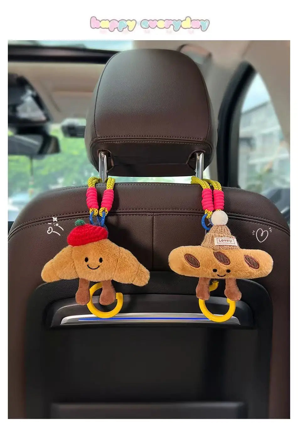Car Backseat Organizer with Purse Hooks — Cute Multi-Pocket Storage Bag