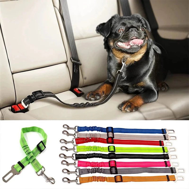 Nylon Dog Seat Belt Harness with Bungee Buffer — Reflective, Multiple Sizes