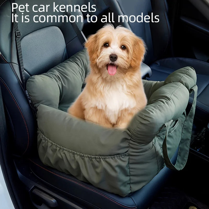 Dog Car Seat with Safety Belt — Non-Slip Washable Travel Carrier, All Sizes