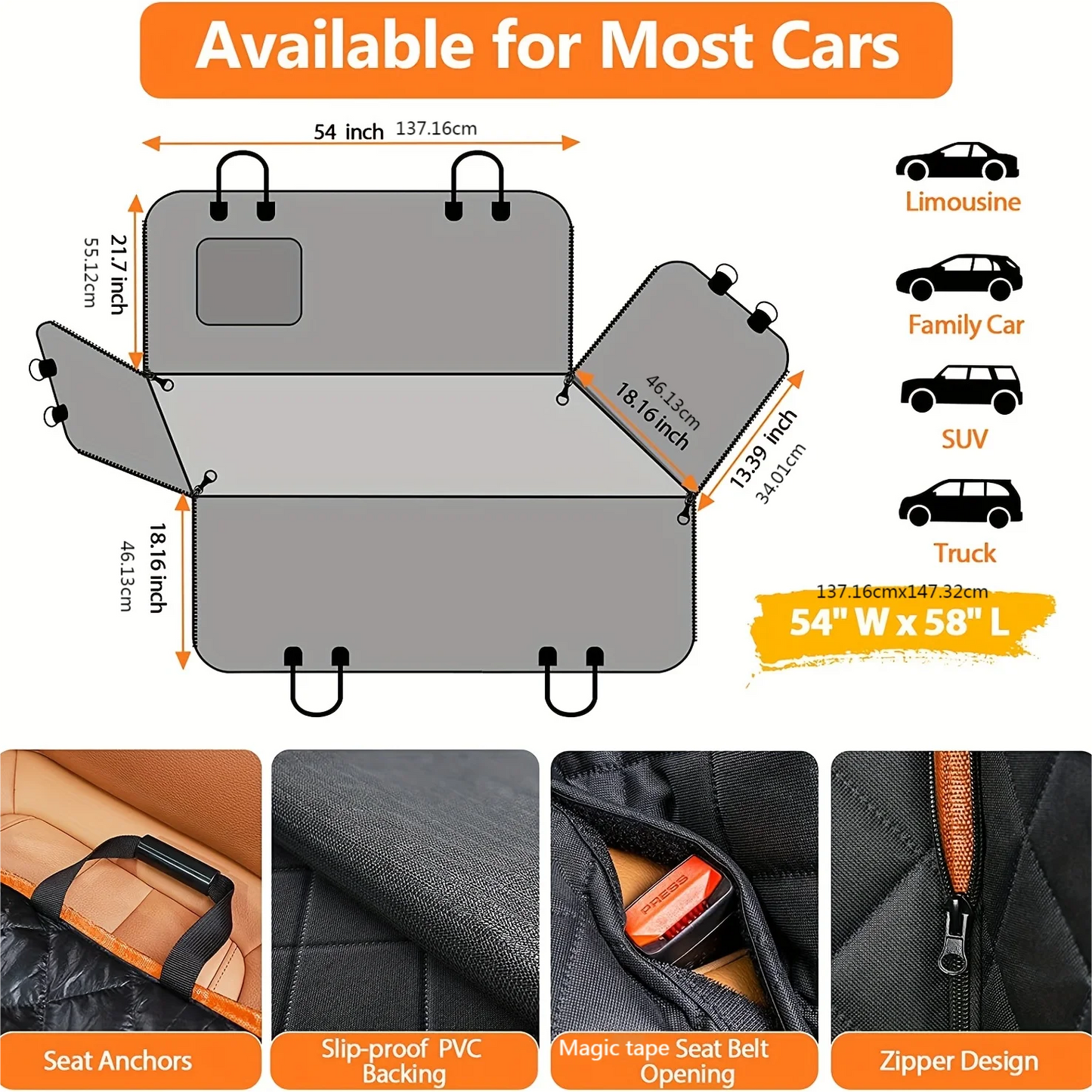 Heavy-Duty Dog Car Hammock Seat Cover — 600D Scratch-Proof Waterproof Back Seat