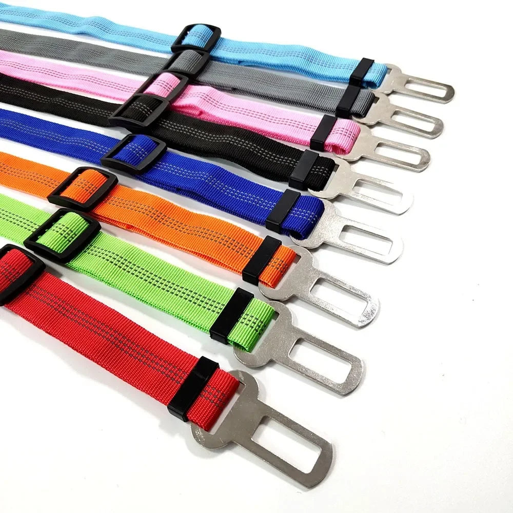 Reflective Dog Car Seat Belt with Bungee — Adjustable Heavy-Duty Nylon Harness