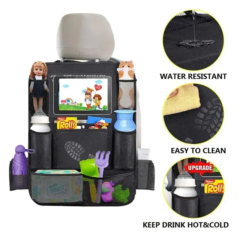 Dog Car Backseat Organizer — Multi-Pocket Storage Bag, Headrest Mount