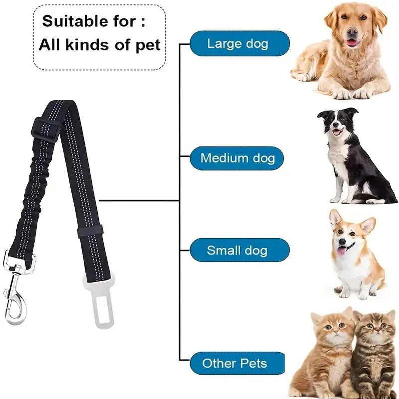 Premium Dog & Cat Car Safety Belt — Reflective Adjustable Traction Collar
