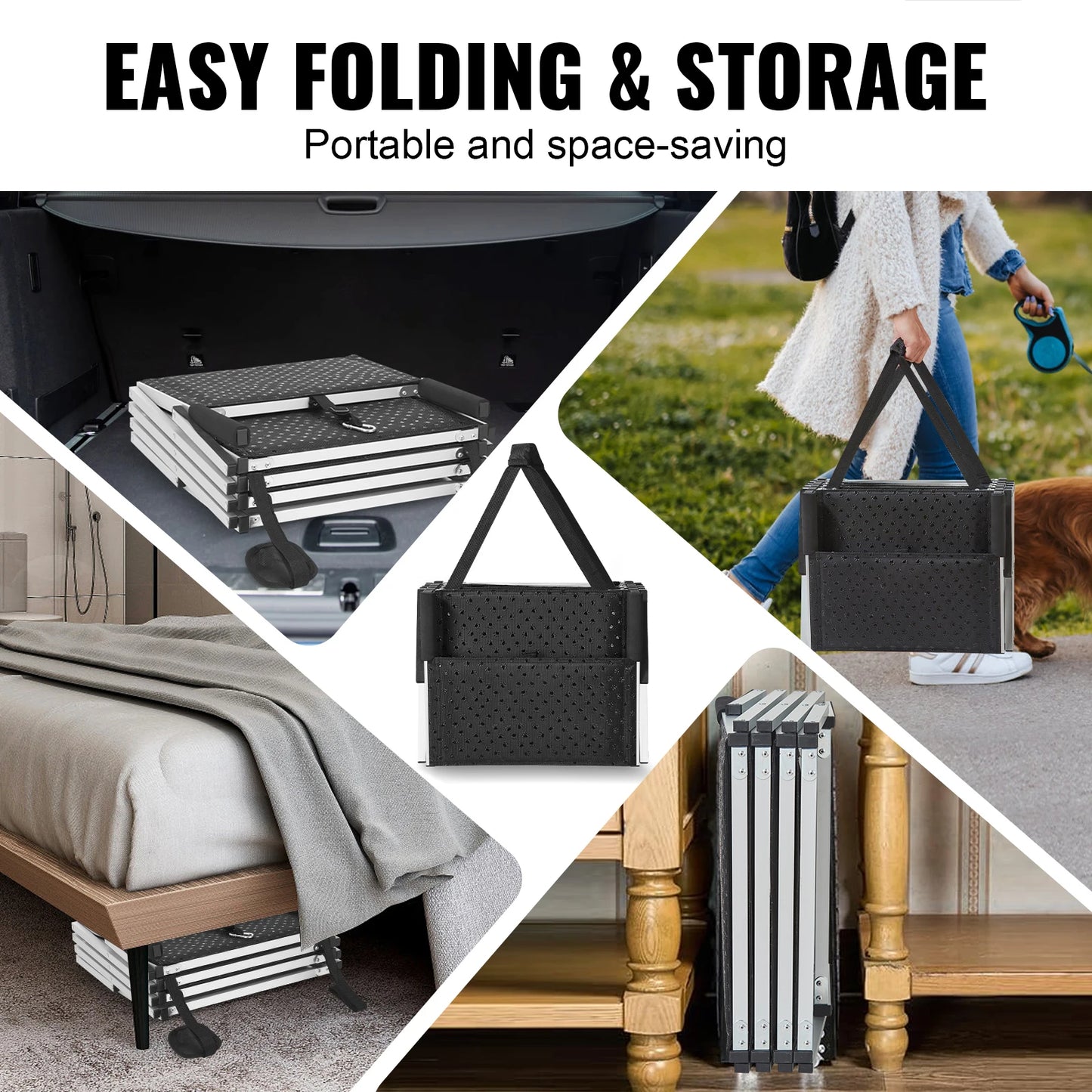 Folding Dog Car Steps — Lightweight Aluminum, Holds Up to 150 lbs